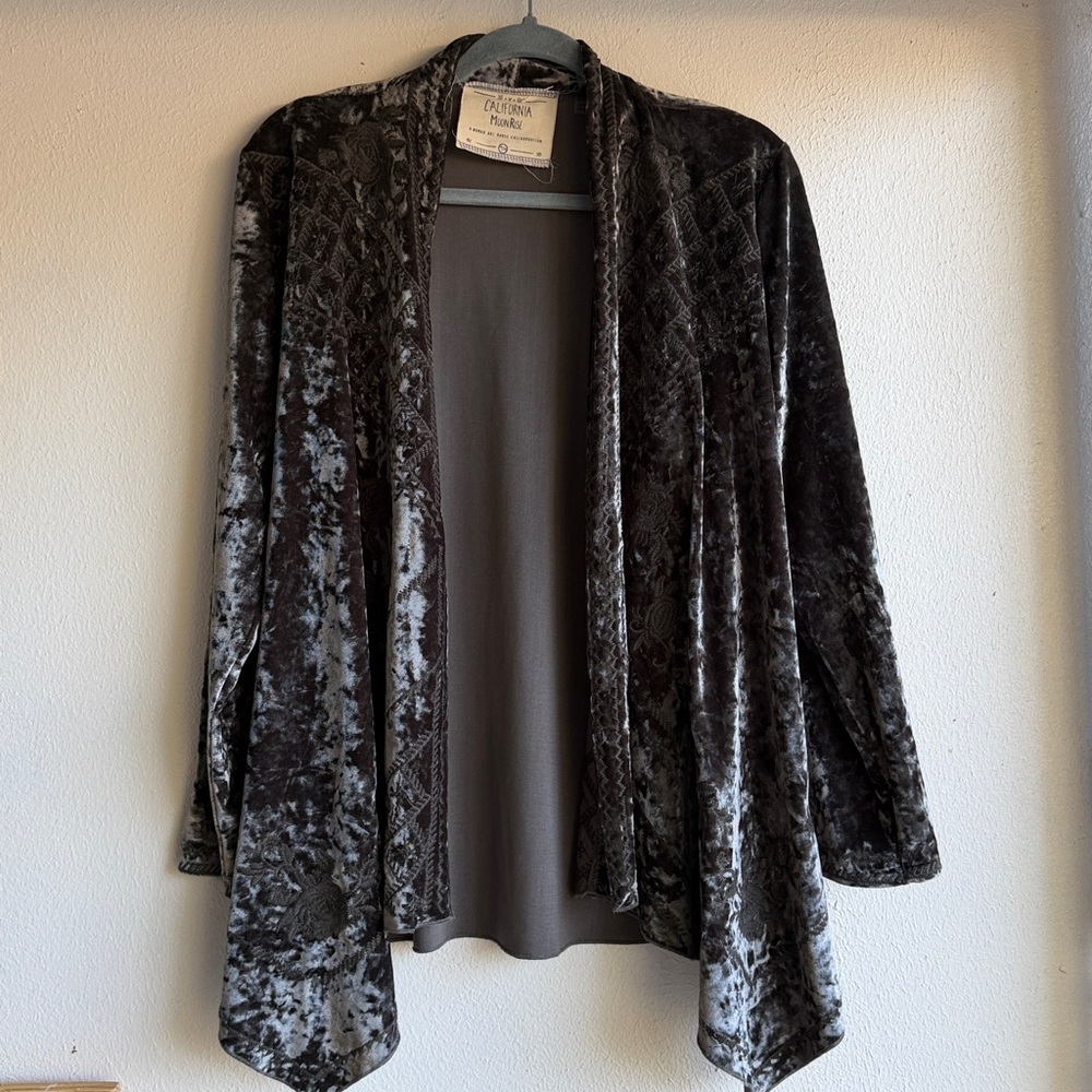 California Moonrise nomad art house collab velour velvet open jacket medium